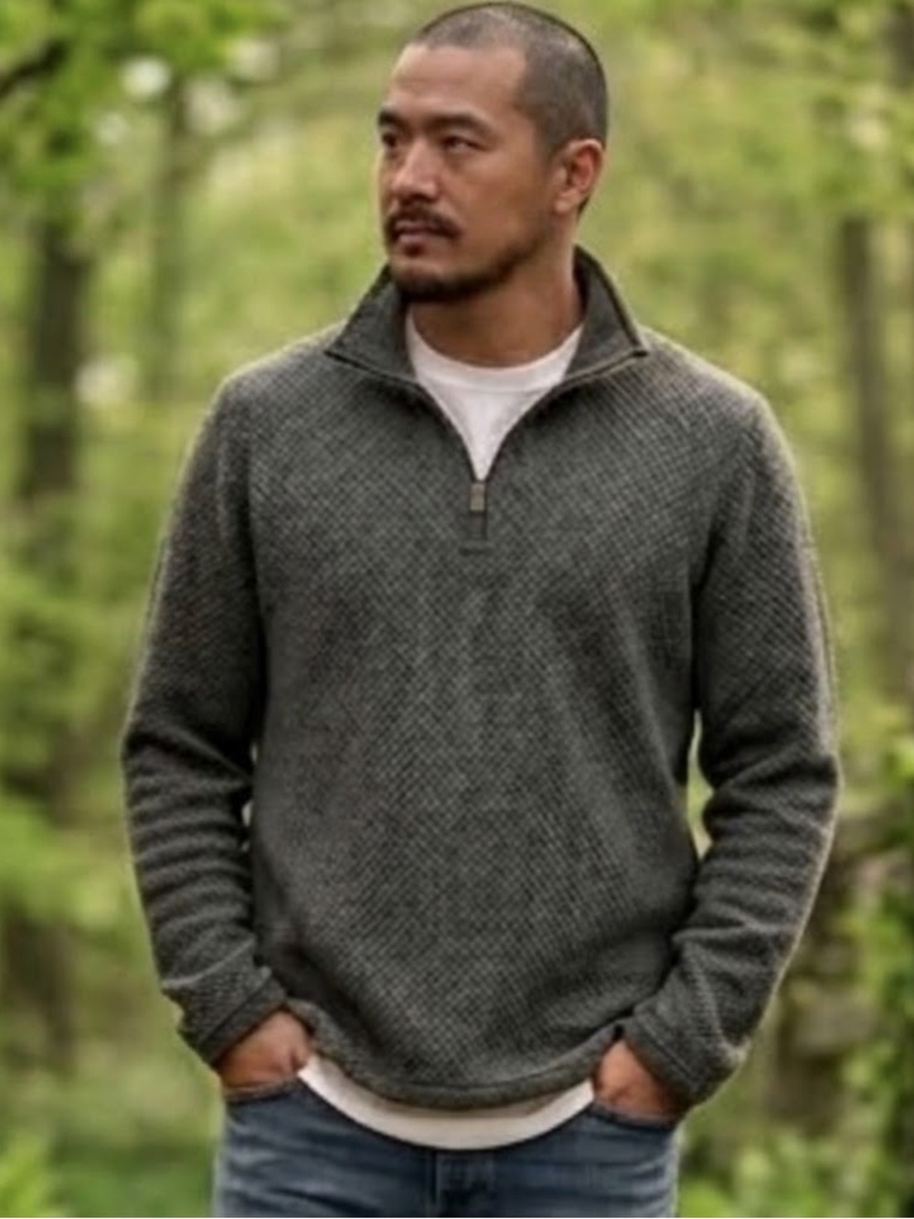 GAP Men’s Vintage Soft Quarter-Zip Pullover - Heather Gray - Size M
